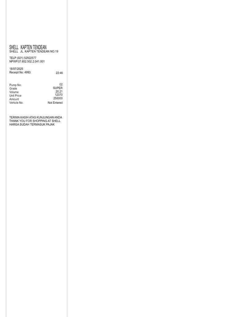 Shell Kapten Tendean - BBM 1 | PDF
