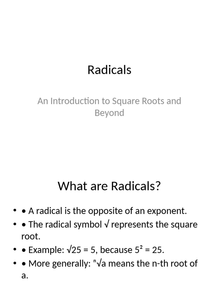 Understanding Radicals and Their Operations | PDF
