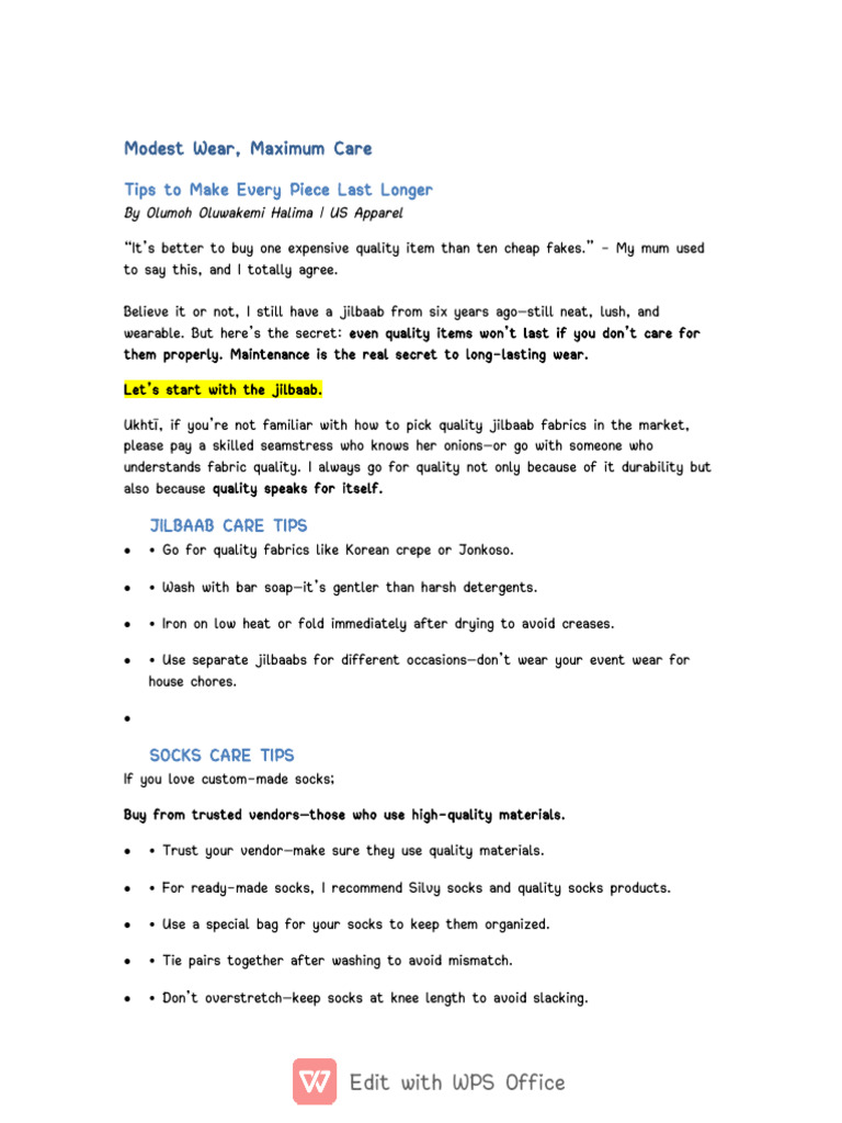 Modest Wear Maximum Care | PDF