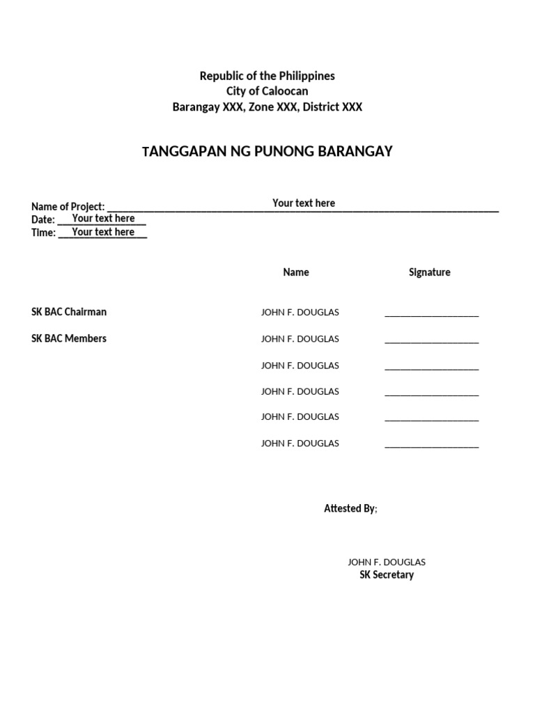 Barangay Assembly Program Sample | PDF