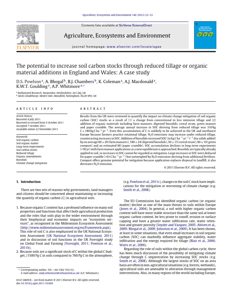Enhancing Soil Carbon in UK Agriculture | PDF | Tillage | Soil