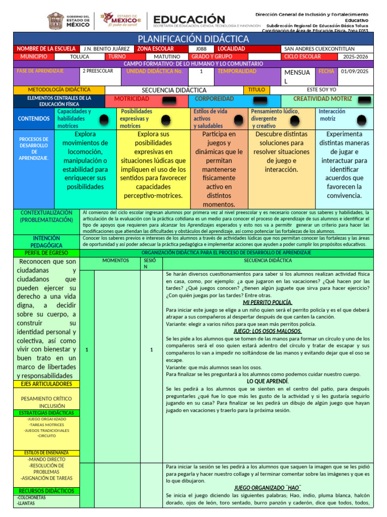 Plan Septiembre Educacion F | PDF | Educación de la primera infancia ...