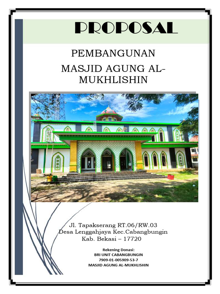 Proposal Pembangunan Masjid Al-Mukhlisin | PDF