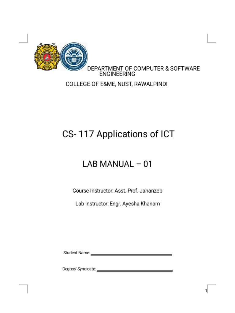 Lab-01 ICT | PDF | Office Equipment | Computing