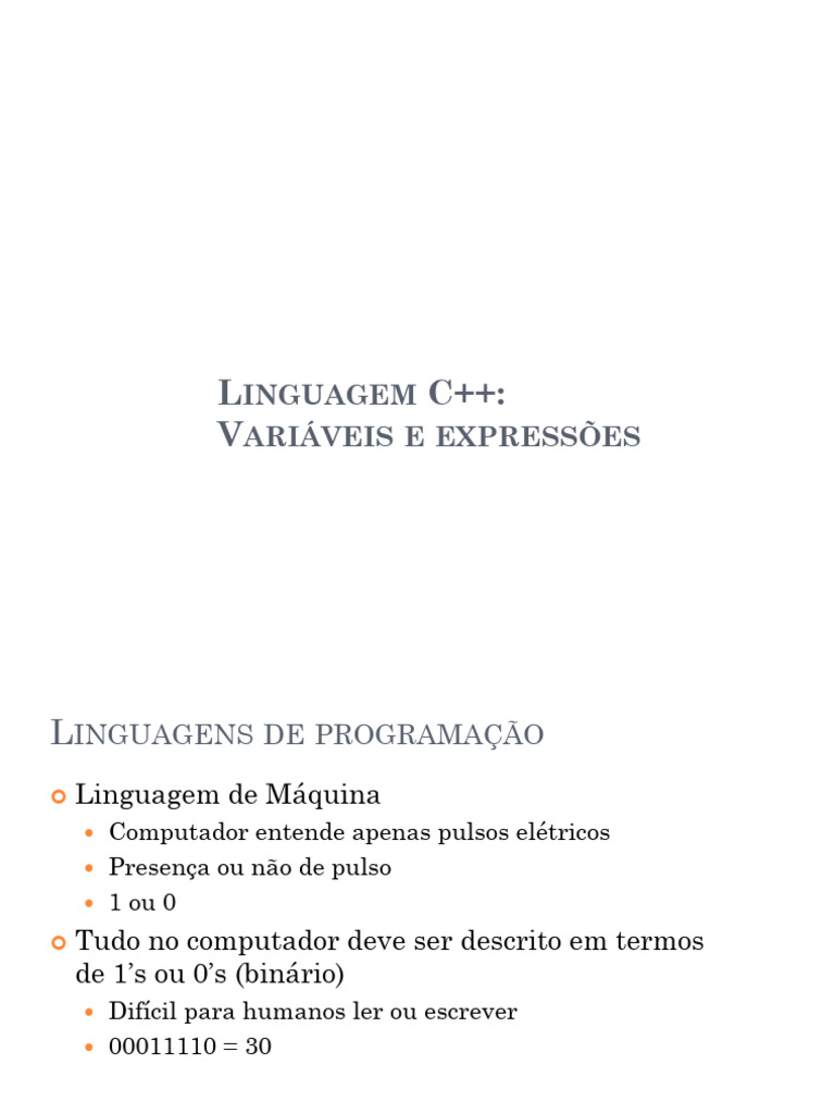 Introdução a Variáveis e Expressões em C++ | PDF | Linguagem de ...
