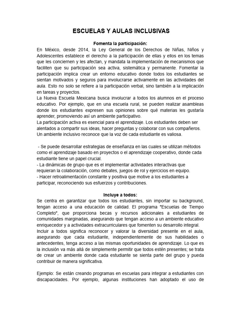 Escuelas Inclusivas en México: Estrategias y Retos | PDF | Plan de ...