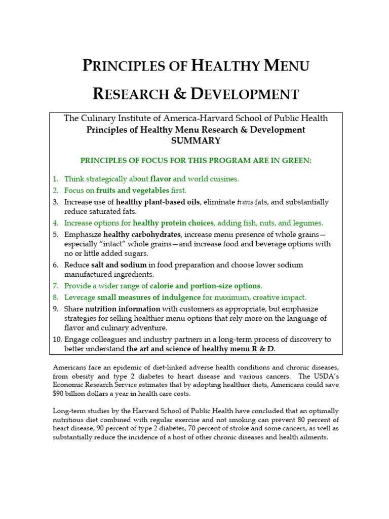 Healthy Menu Development Principles | PDF | Fat | Whole Grain