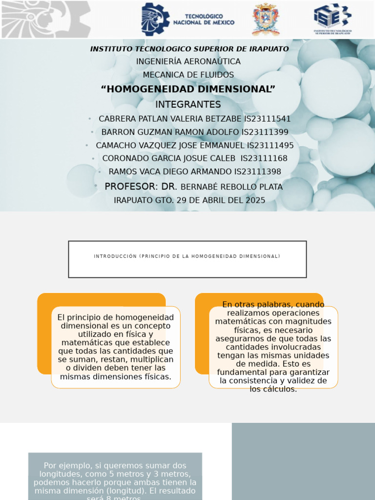 Principio de Homogeneidad Dimensional | PDF | Mecánica | Cantidades fisicas