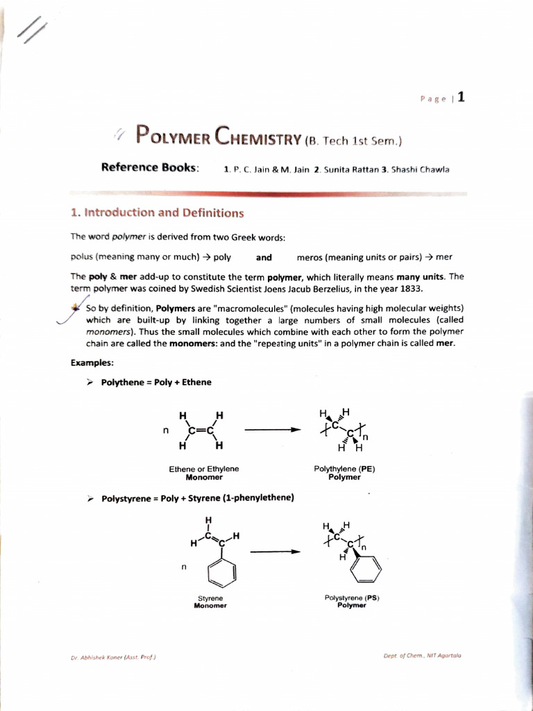 Introduction to Polymer Chemistry | PDF | Polymers | Polymerization
