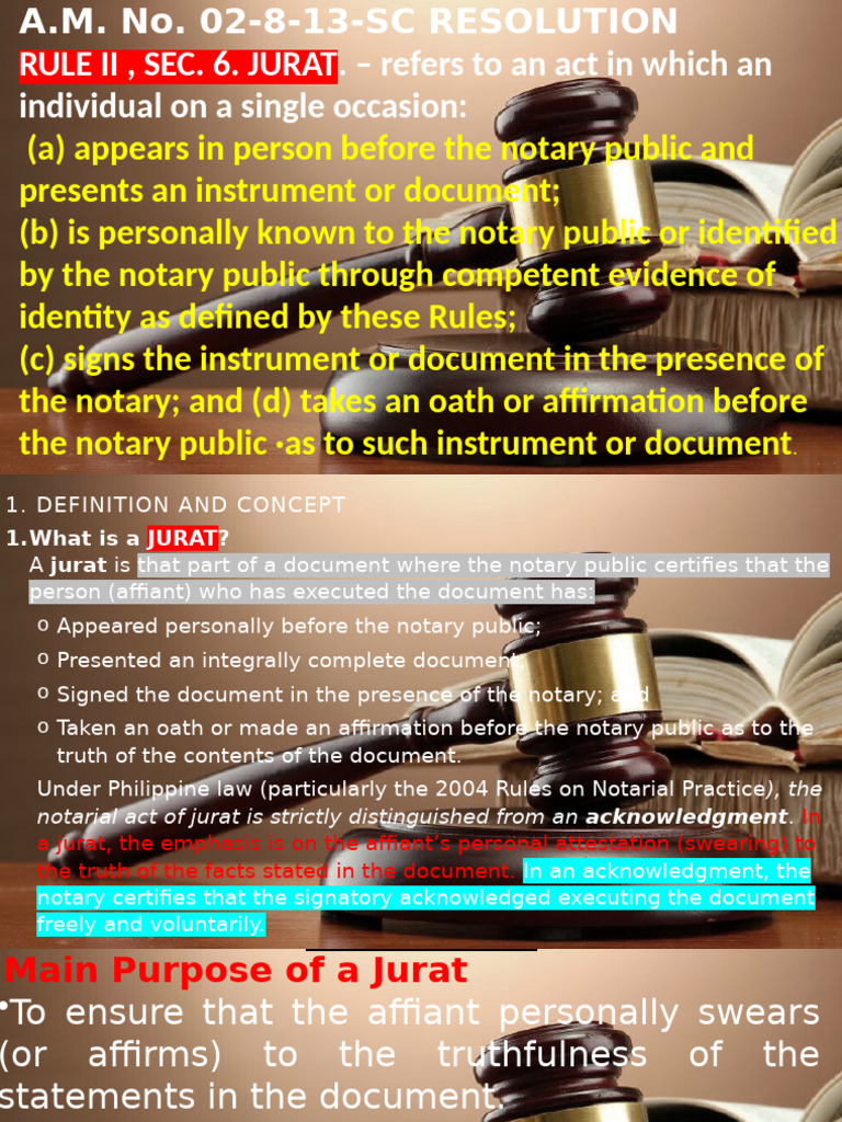 Understanding Jurat in Notarial Practice | PDF | Affidavit | Notary Public
