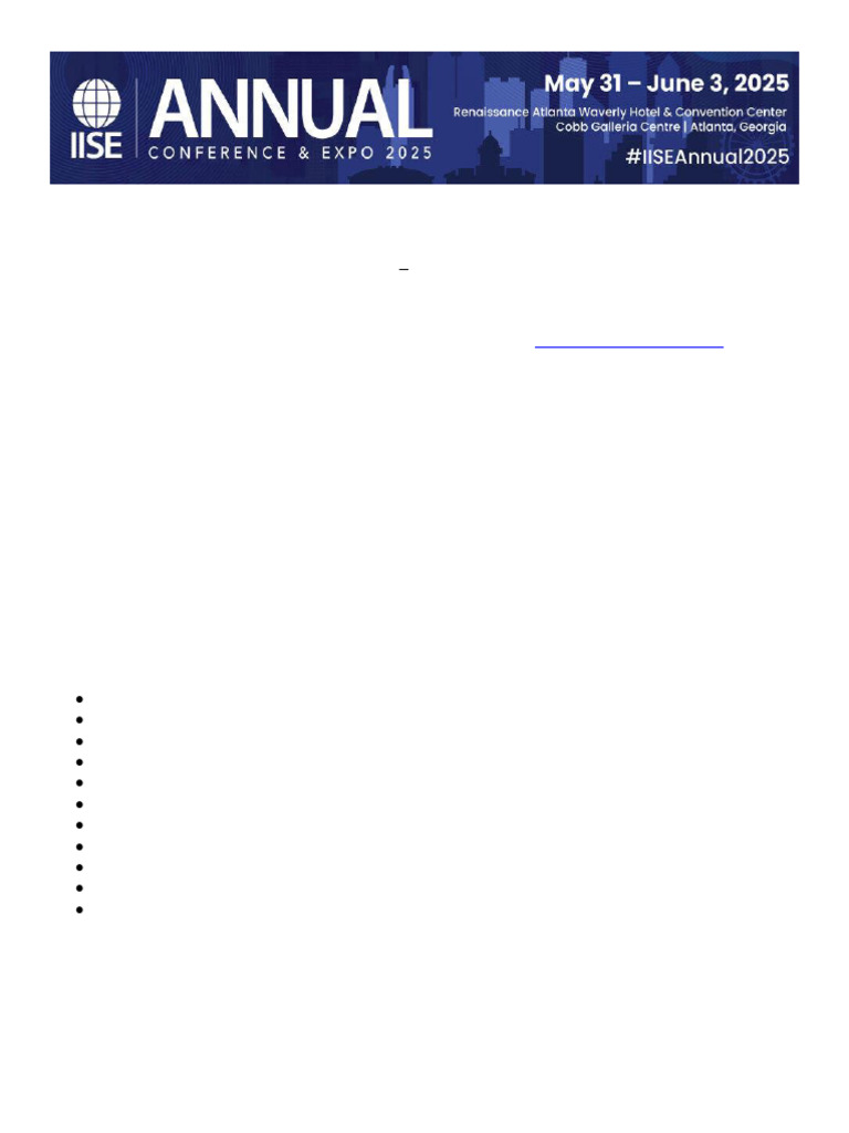 IISE Annual Conference 2025: Call for Abstracts | PDF | Abstract ...