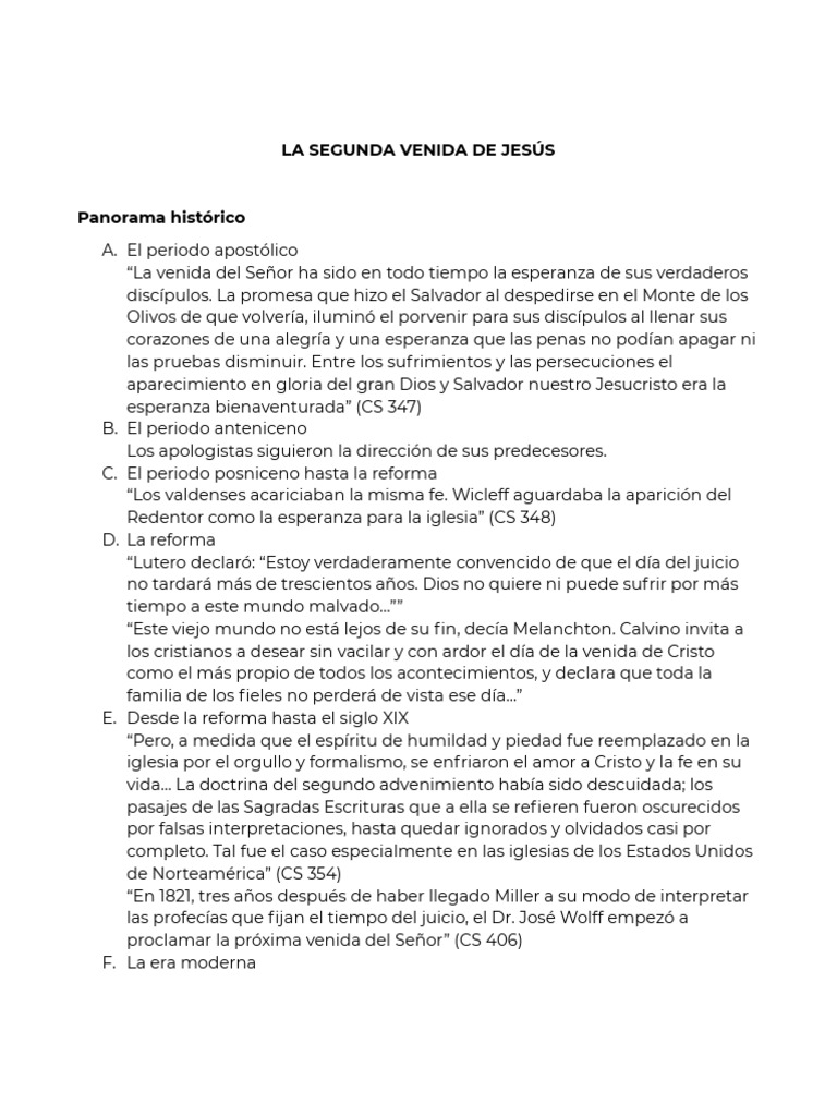 La Segunda Venida de Jesús: Esperanza y Profecía | PDF | Segundo ...