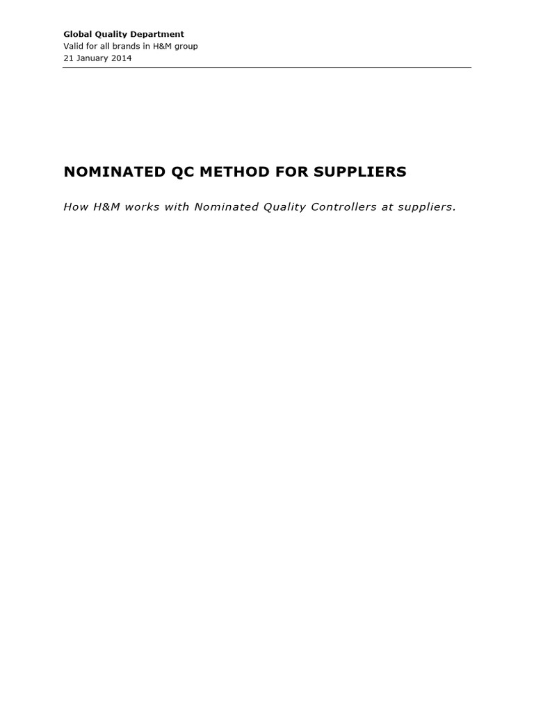 NQC Method for Supplier Quality Control | PDF | Quality Assurance