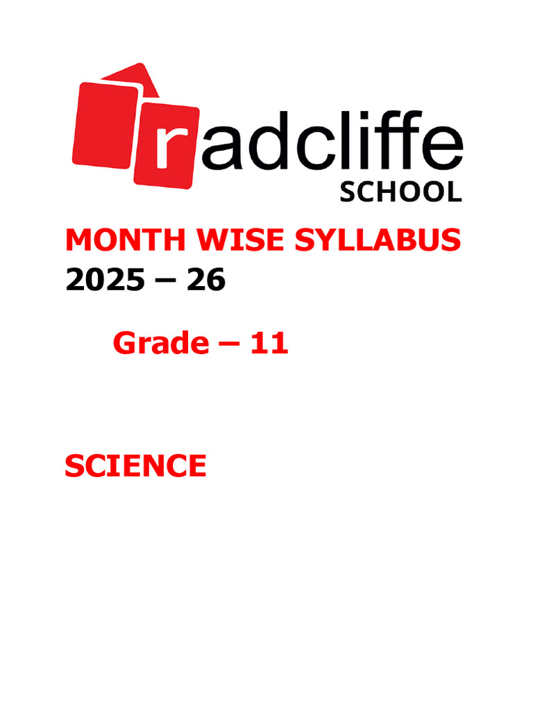 Grade 11 Science Syllabus 2025-26 | PDF | Acid | Ph