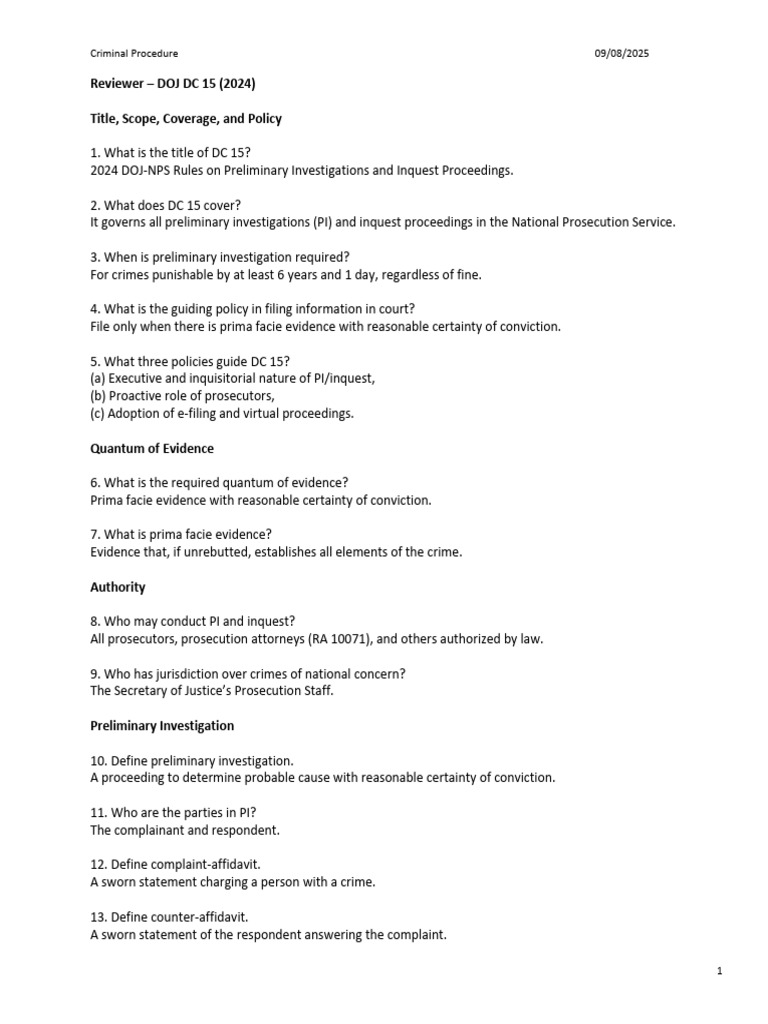 DOJ DC 15 Rules on Investigations | PDF | Prosecutor | Criminal ...