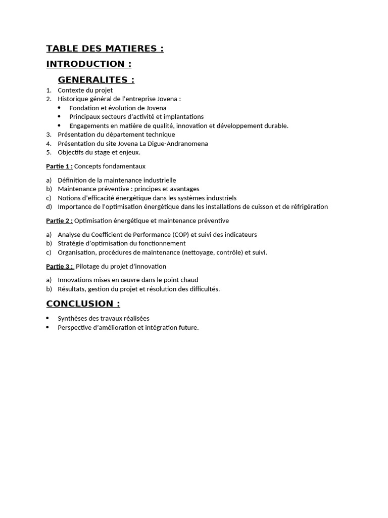 Table Des Matieres | PDF