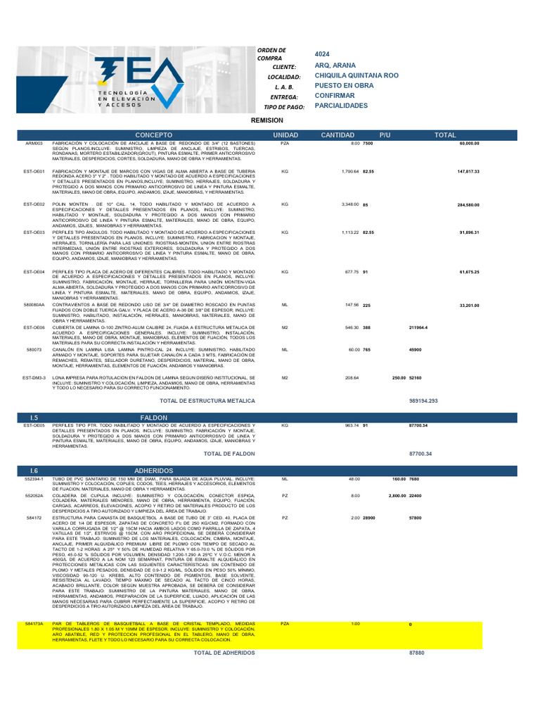 Orden de Compra: Estructuras y Materiales | PDF | Tornillo | Materiales ...