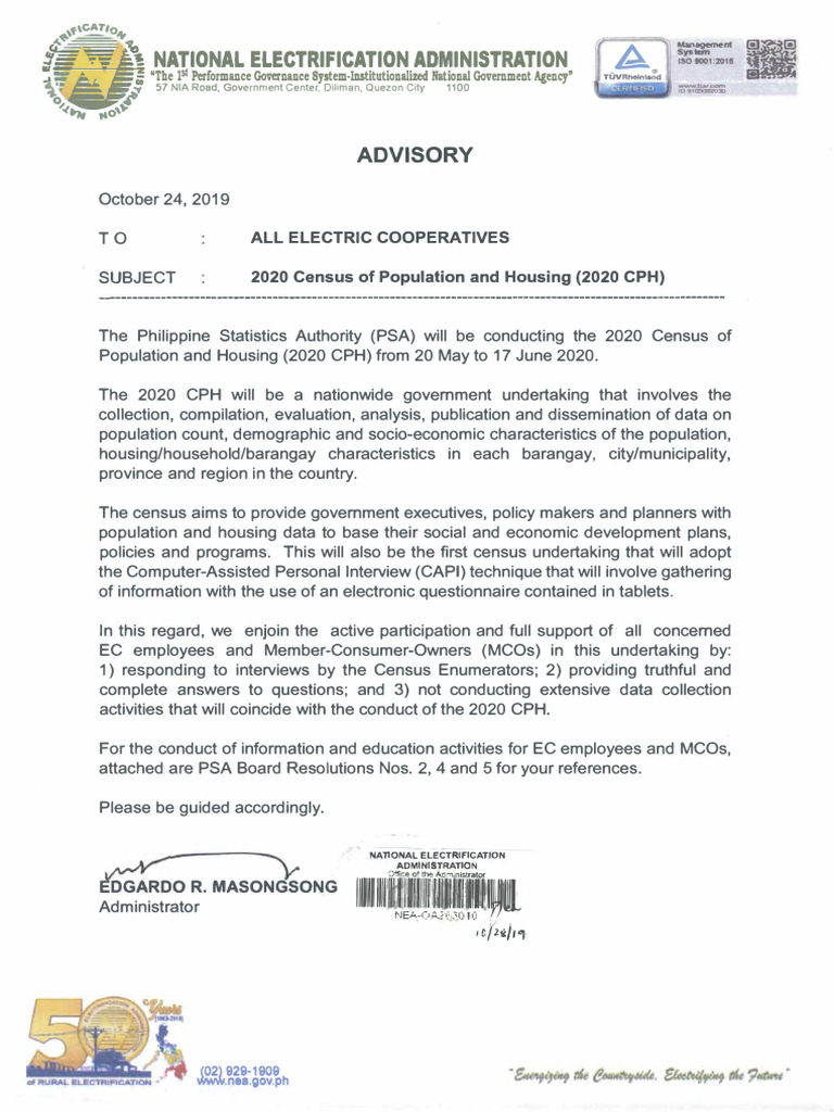 2020 Philippine Census Advisory | PDF | Government | Philippines