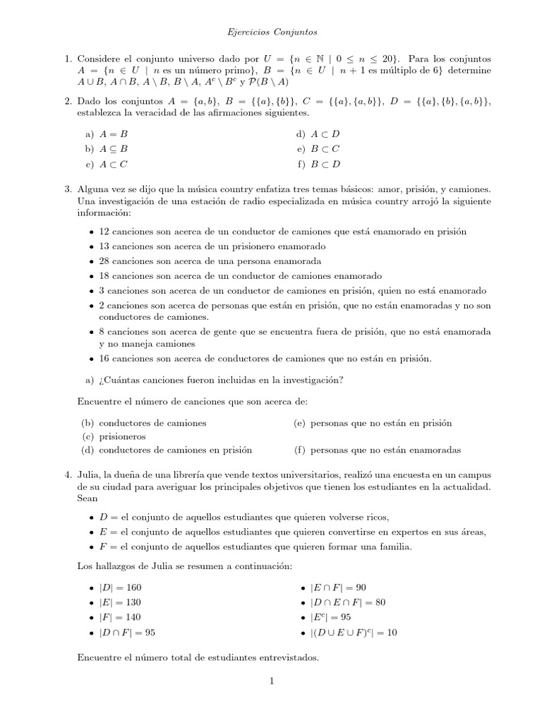 Ejercicios de Conjuntos y Encuestas | PDF