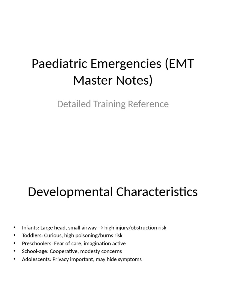 Paediatric Emergencies EMT Notes | PDF | Cardiopulmonary Resuscitation ...