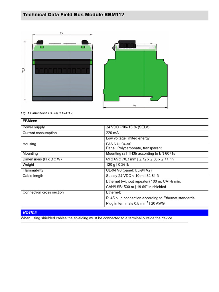 EBM112 Field Bus Module Specifications | PDF | Computer Engineering ...