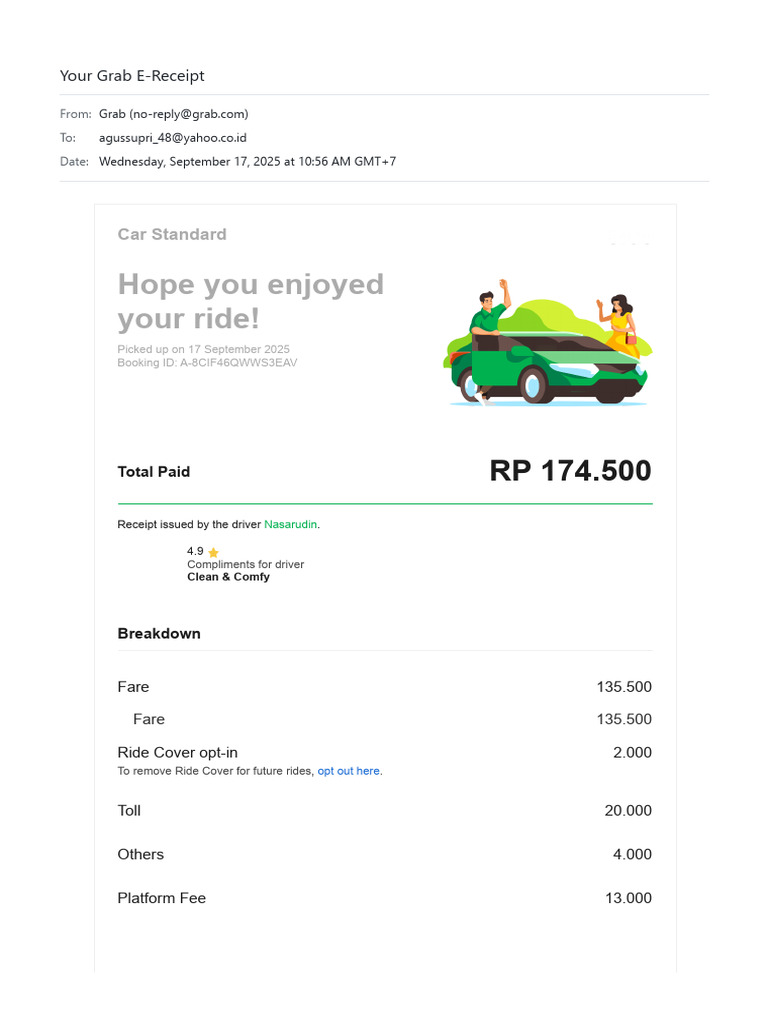 Grab E-Receipt for Your Ride | PDF