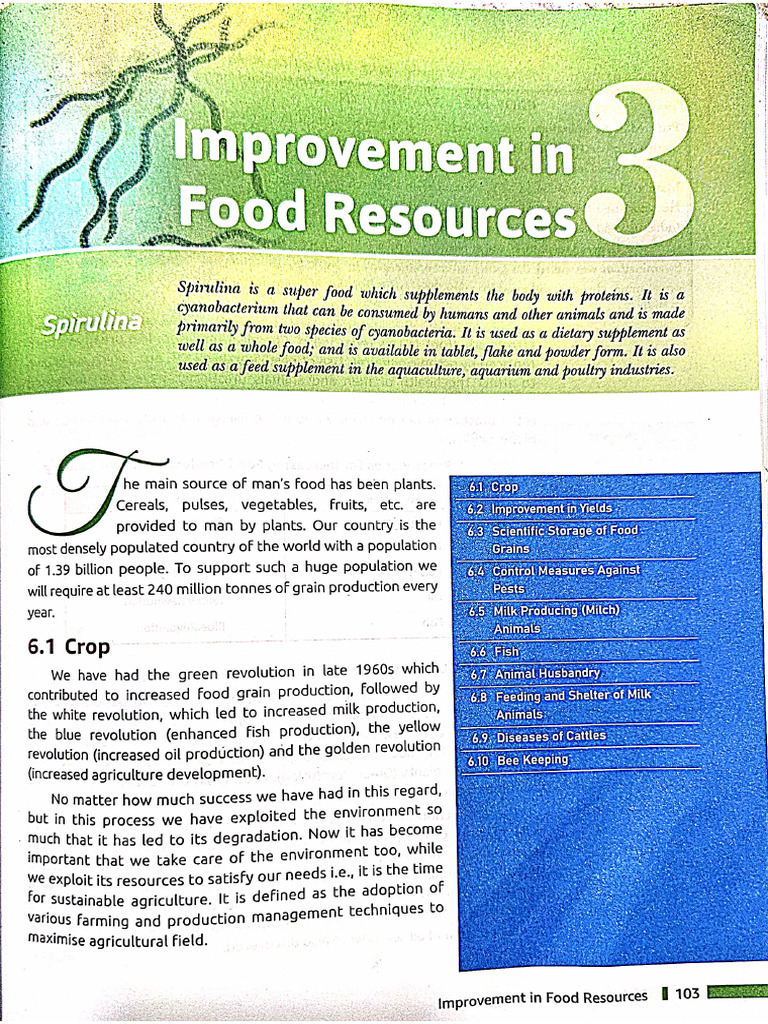 Improvement in Food Resources | PDF