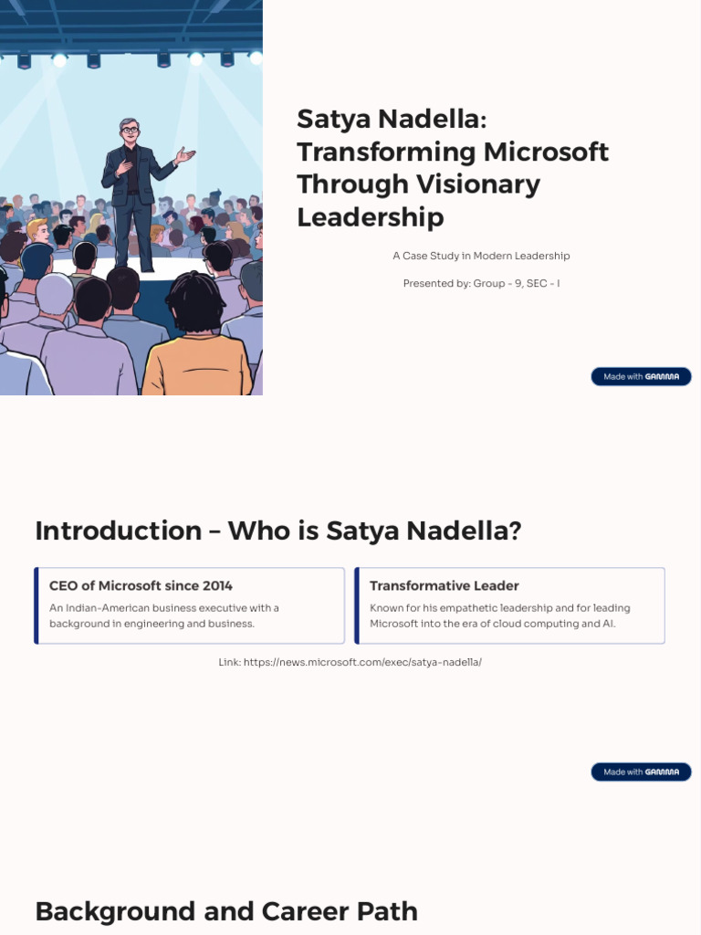 Satya Nadella Transforming Microsoft Through Visionary Leadership 2 ...