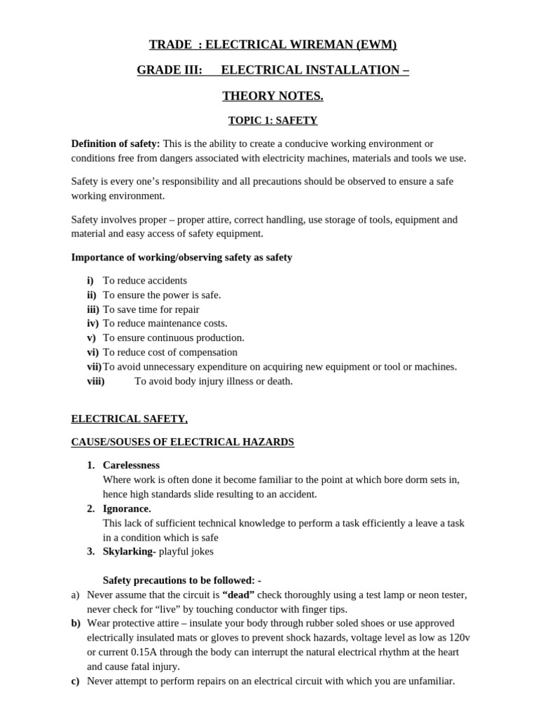 Electrical Safety and Installation Guide | PDF | Electrical Wiring | Ac ...
