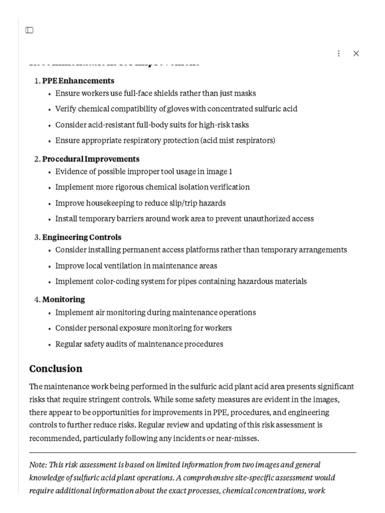 Sulfuric Acid Plant Maintenance Risks | PDF | Risk Assessment ...