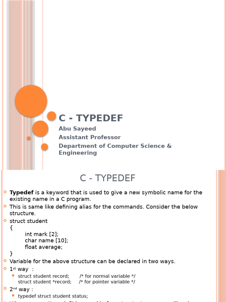 Understanding C Typedef for Structures | PDF