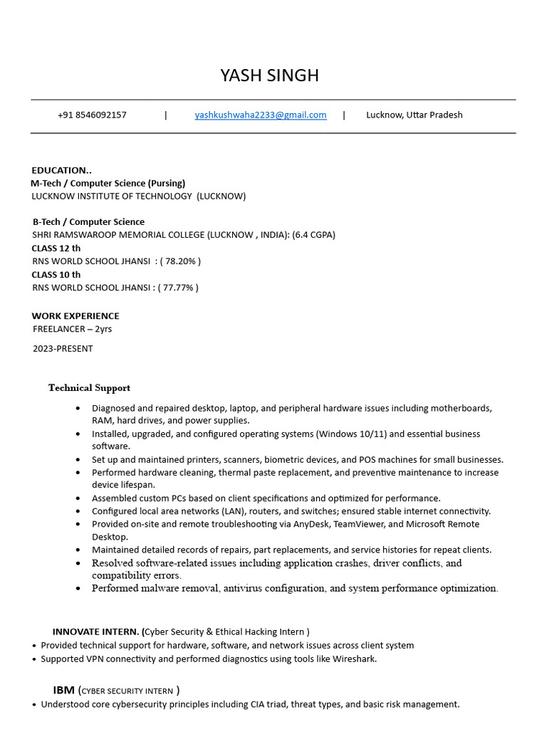 Yash Singh | PDF | Security | Computer Security