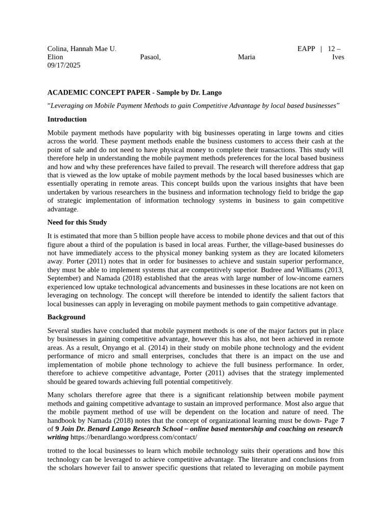 Eapp Research Concept Paper Assignment | PDF | Competitive Advantage ...