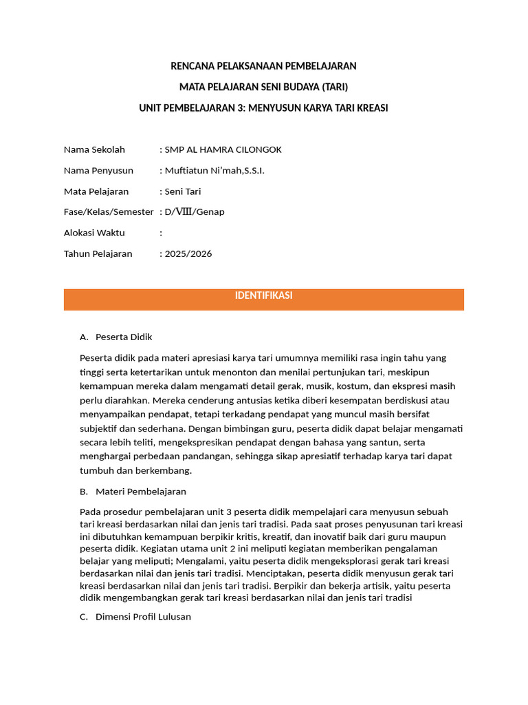 Asesmen Pembelajaran Seni Tari Kelas X | PDF