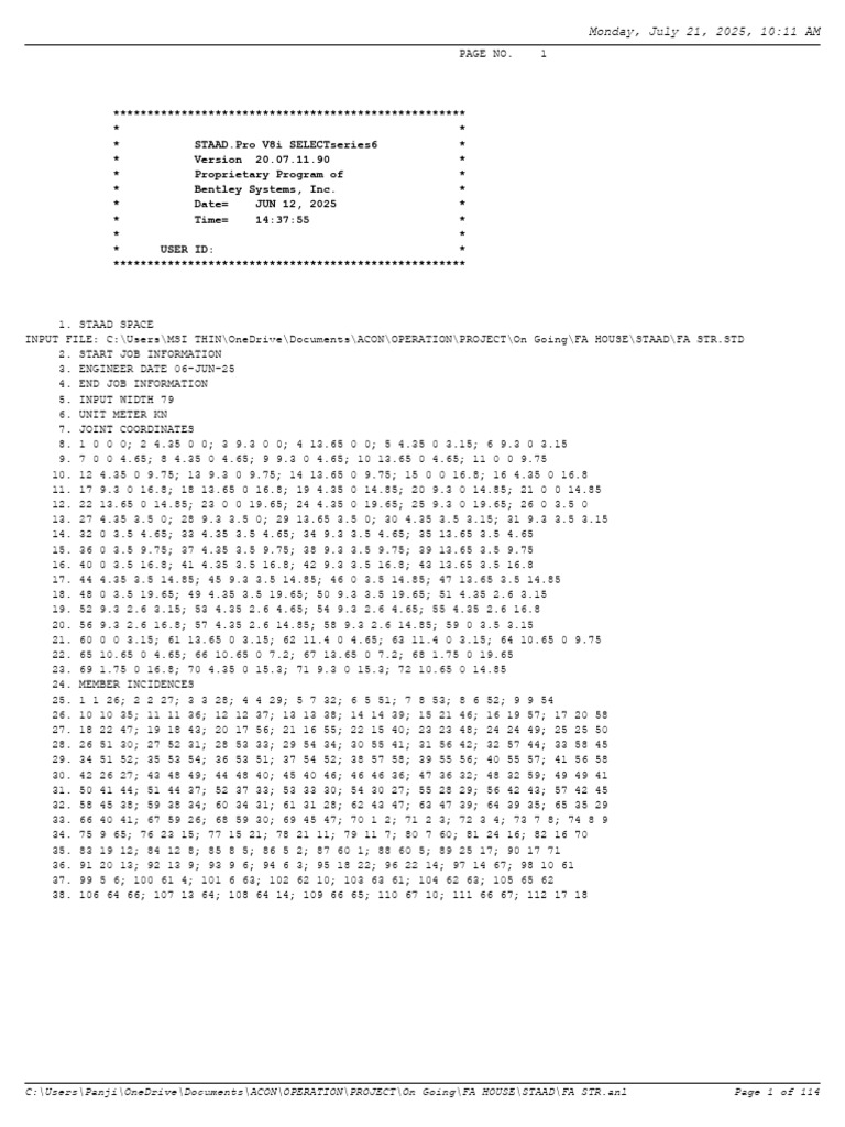 STAAD Pro Output | PDF | Bending | Beam (Structure)