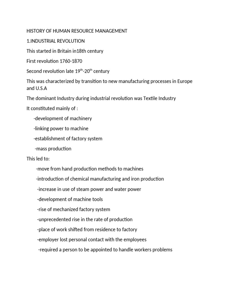 Evolution of Human Resource Management | PDF | Employment | Human ...