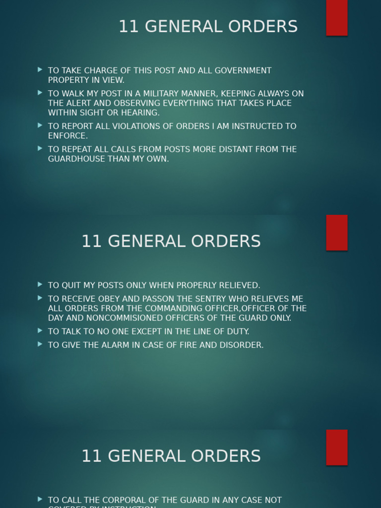 11 General Orders of a Sentry | PDF