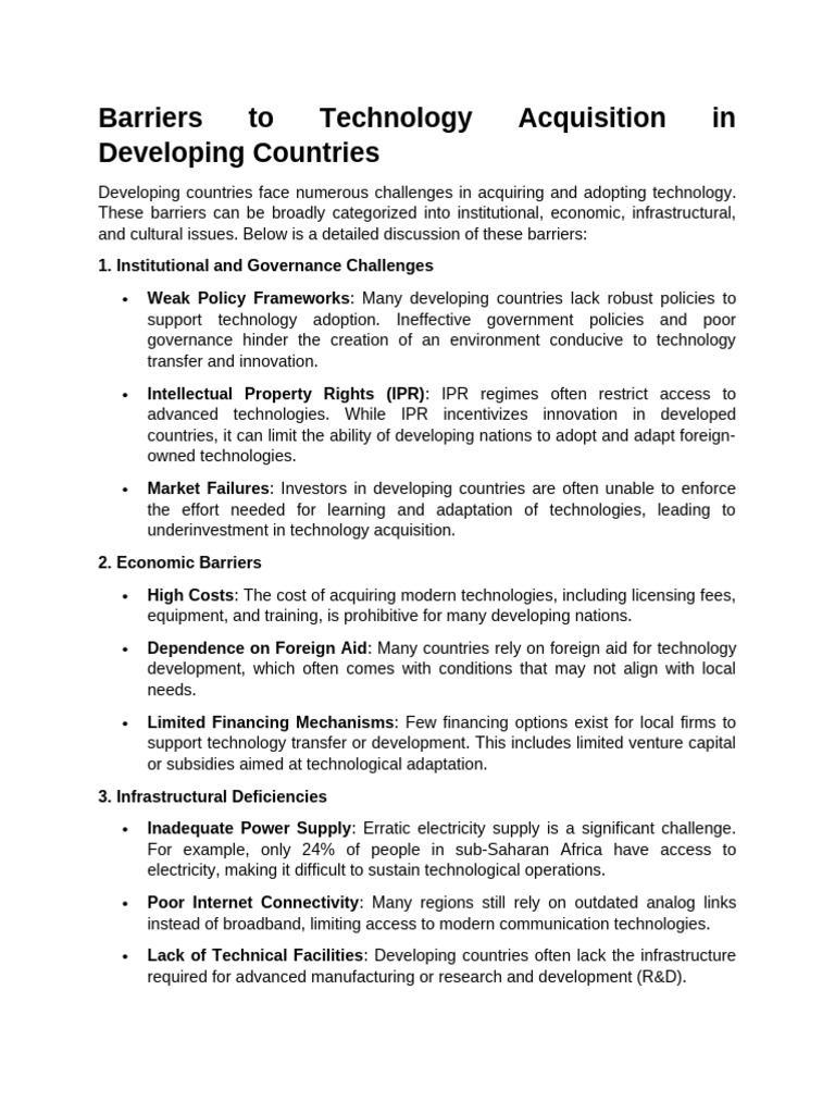 Barriers to Tech Adoption in Developing Nations | PDF | Developing ...