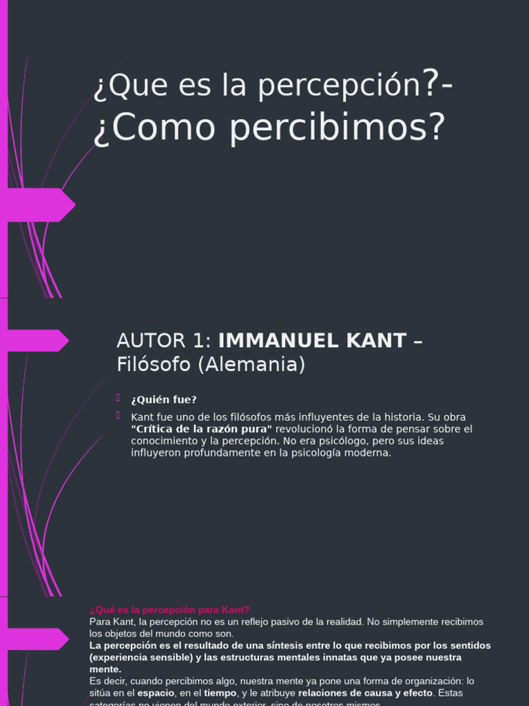 Percepción según Kant y Neisser | PDF | Immanuel Kant | Percepción