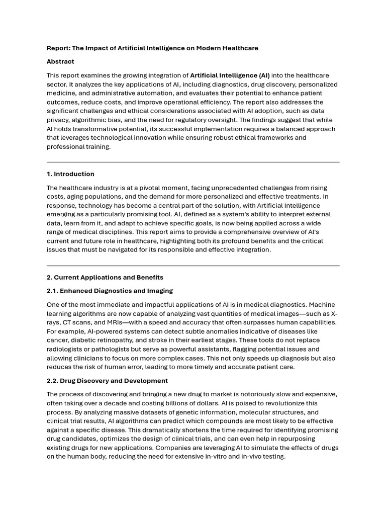 AI's Role in Transforming Healthcare | PDF | Artificial Intelligence ...