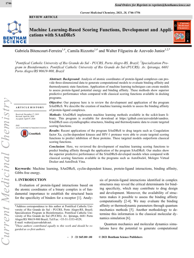 Machine LearningBased Scoring Functions Development and Applications ...