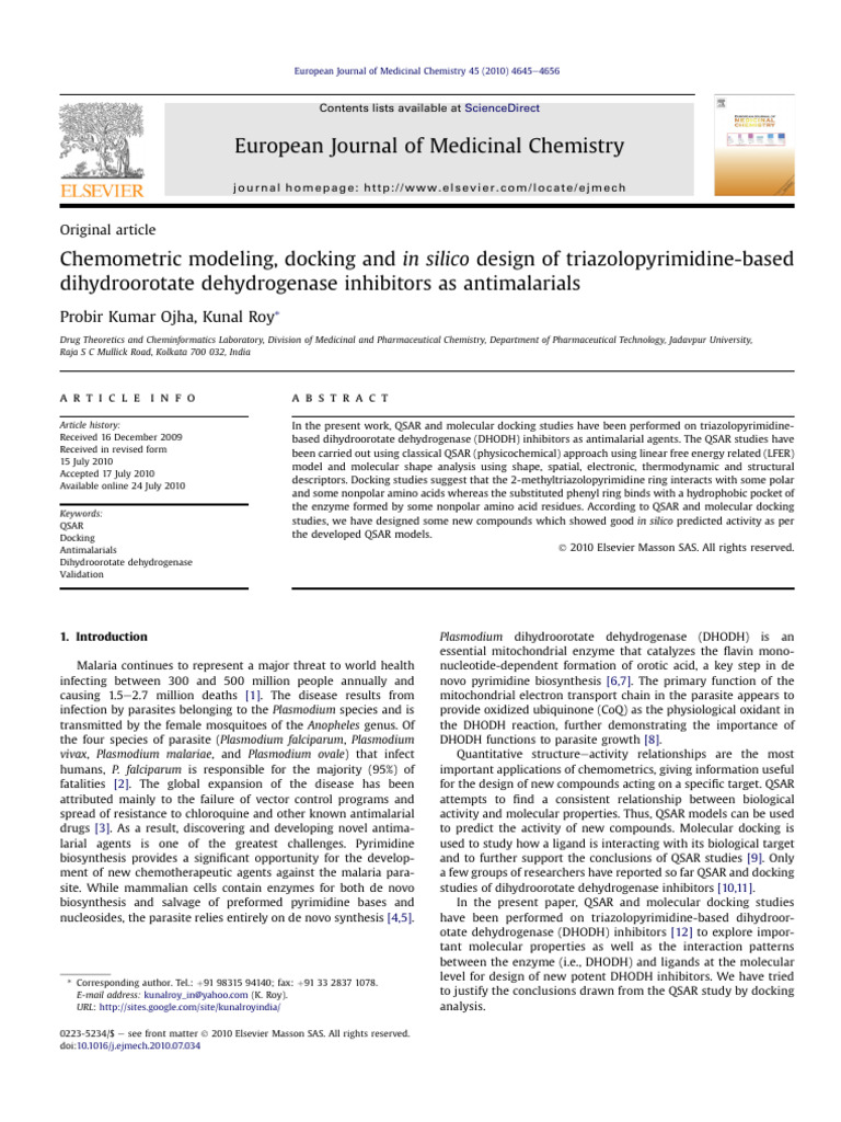 Chemometric Modeling, Docking and in Silico Design of ...