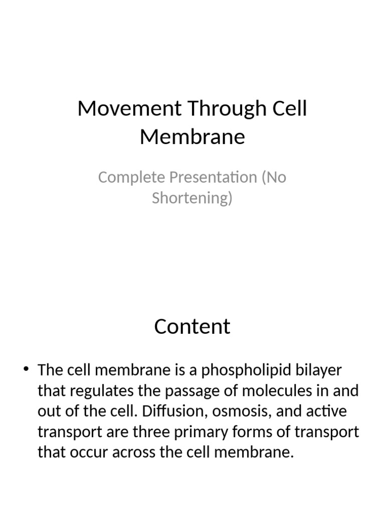 Movement Through Cell Membrane Full | PDF | Osmosis | Cell Membrane