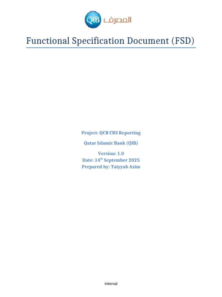QCB CRS Reporting Functional Specs | PDF | Xml | Xml Schema