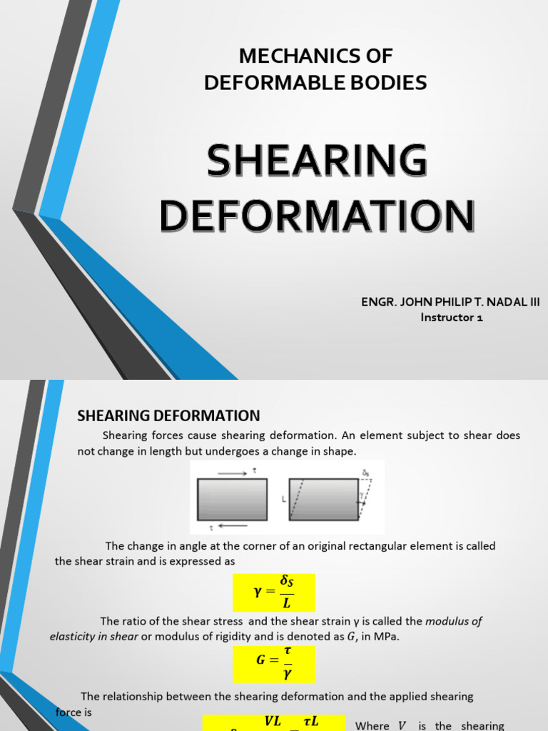 Shearing Deformation in Mechanics | PDF | Young's Modulus | Elasticity ...