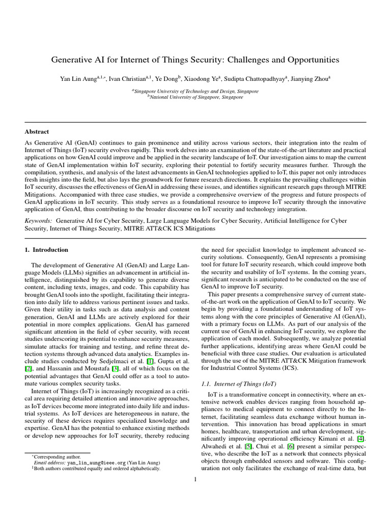 GenAI in IoT Security: Challenges & Solutions | PDF | Computer Security ...
