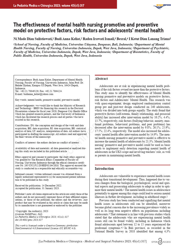 The Effectiveness of Mental Health Nursing Promoti | PDF | Mental ...
