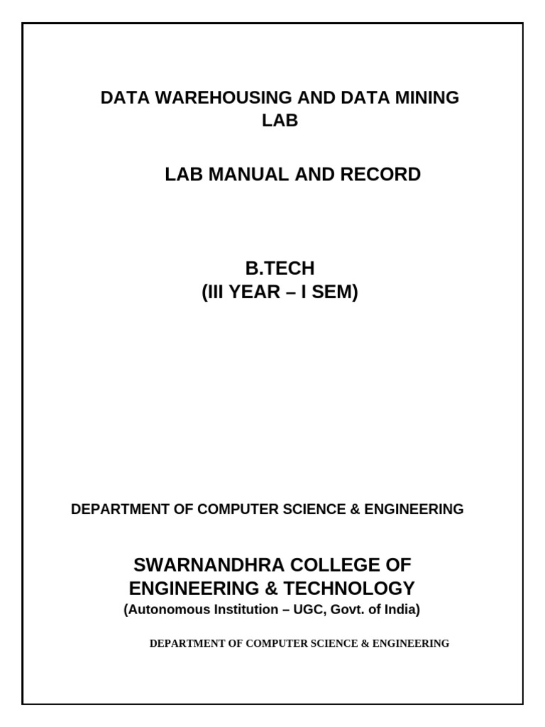 DWDM Lab Manual | PDF | Information Science | Computing