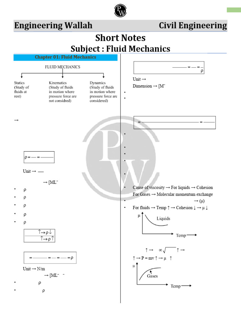 FM - Short Notes - PDF Only | PDF | Pressure | Buoyancy