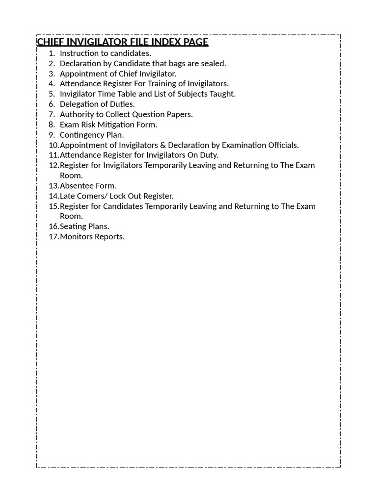 Chief Invigilator Duties and Procedures | PDF